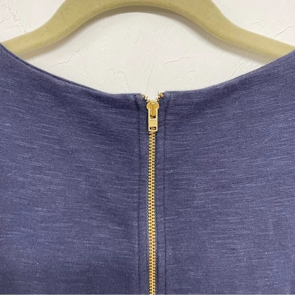 J Crew Navy Blue Striped Short Sleeve Sheath Dress Womens 12 Preppy Career Mini - Image 9