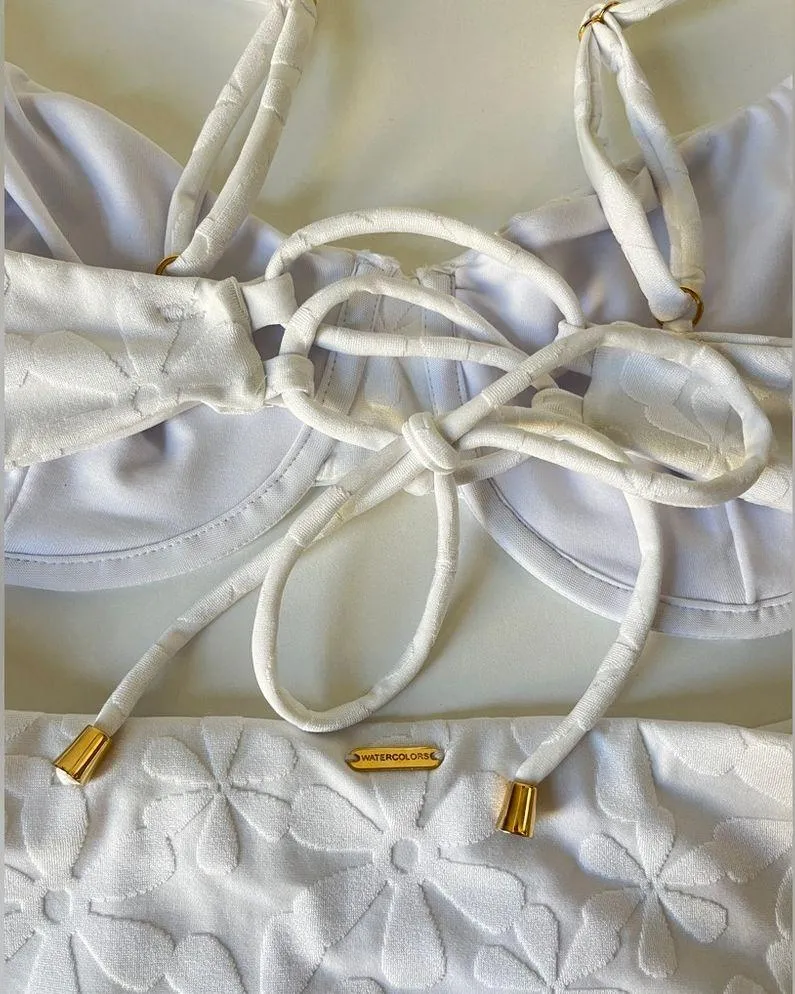 KENNY FLOWERS THE SANTORINI WHITE FLORAL JACQUARD UNDERWIRE BIKINI TOP DD Size undefined - Image 10