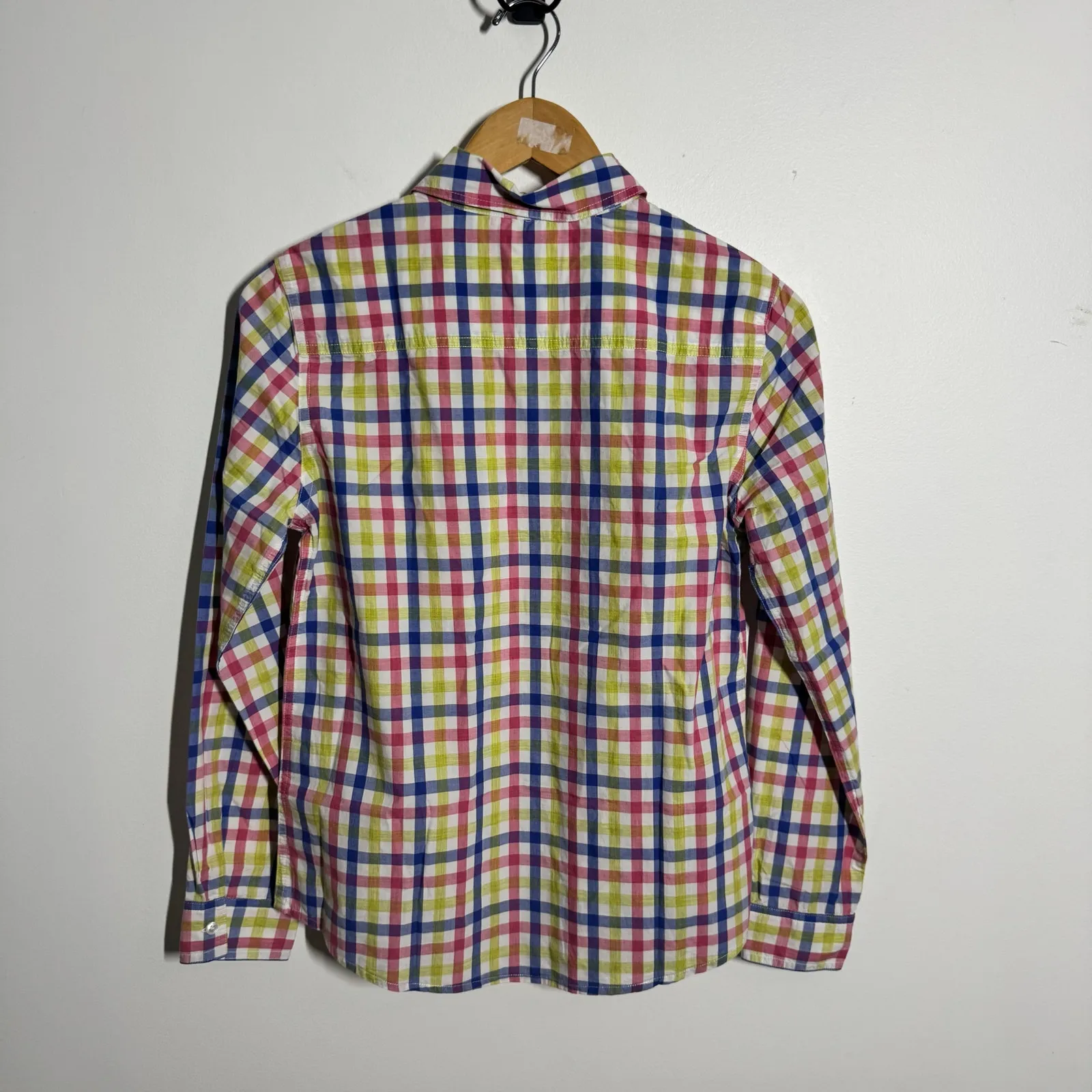 J. McLaughlin Button Up Shirt Top Women 4 Colorful Plaid Cotton Preppy Modest - Image 2
