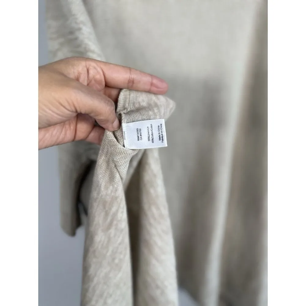 Marla Wynne Tan Boxy Cardigan Poncho Open Front w‎ Pockets Size M/L Linen Blend Size L - Image 10