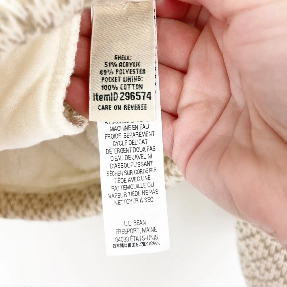 LL Bean Tan Printed Teddy Lined Full Zip Jacket Sz XL - Image 4