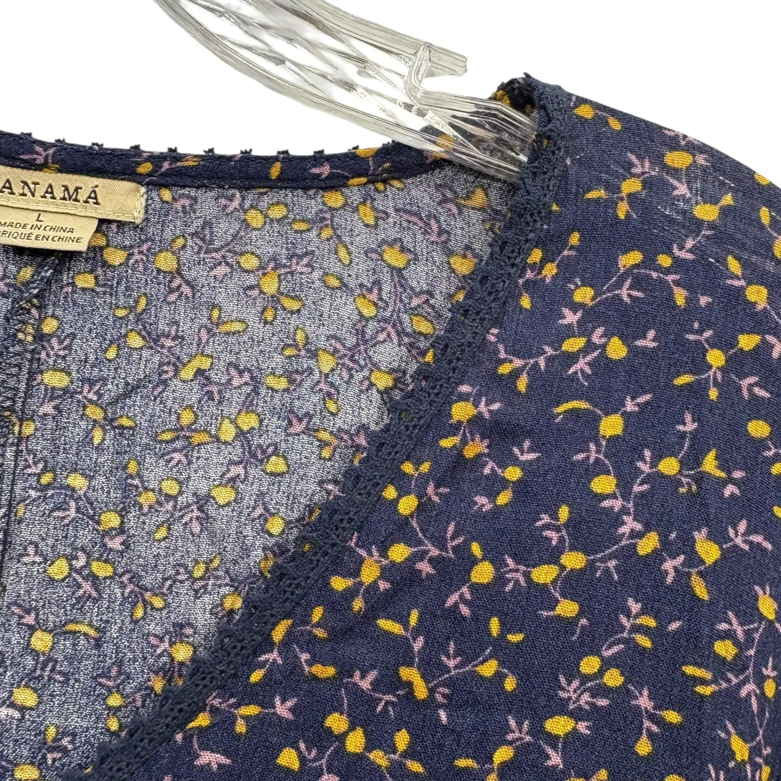 Anama Women's Floral Print Tunic Top V Neck Ruffle Sleeve Boho Cottage Core‎ L - Image 4