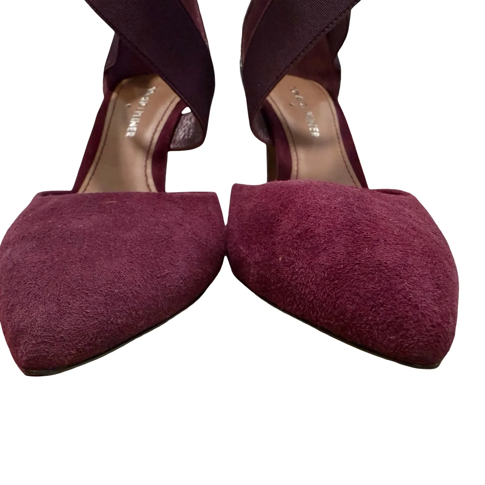 Donald J. Pliner Burgundy Criss Cross Prime Leather Pointy Toe Stiletto Heels 8 Red - Image 8