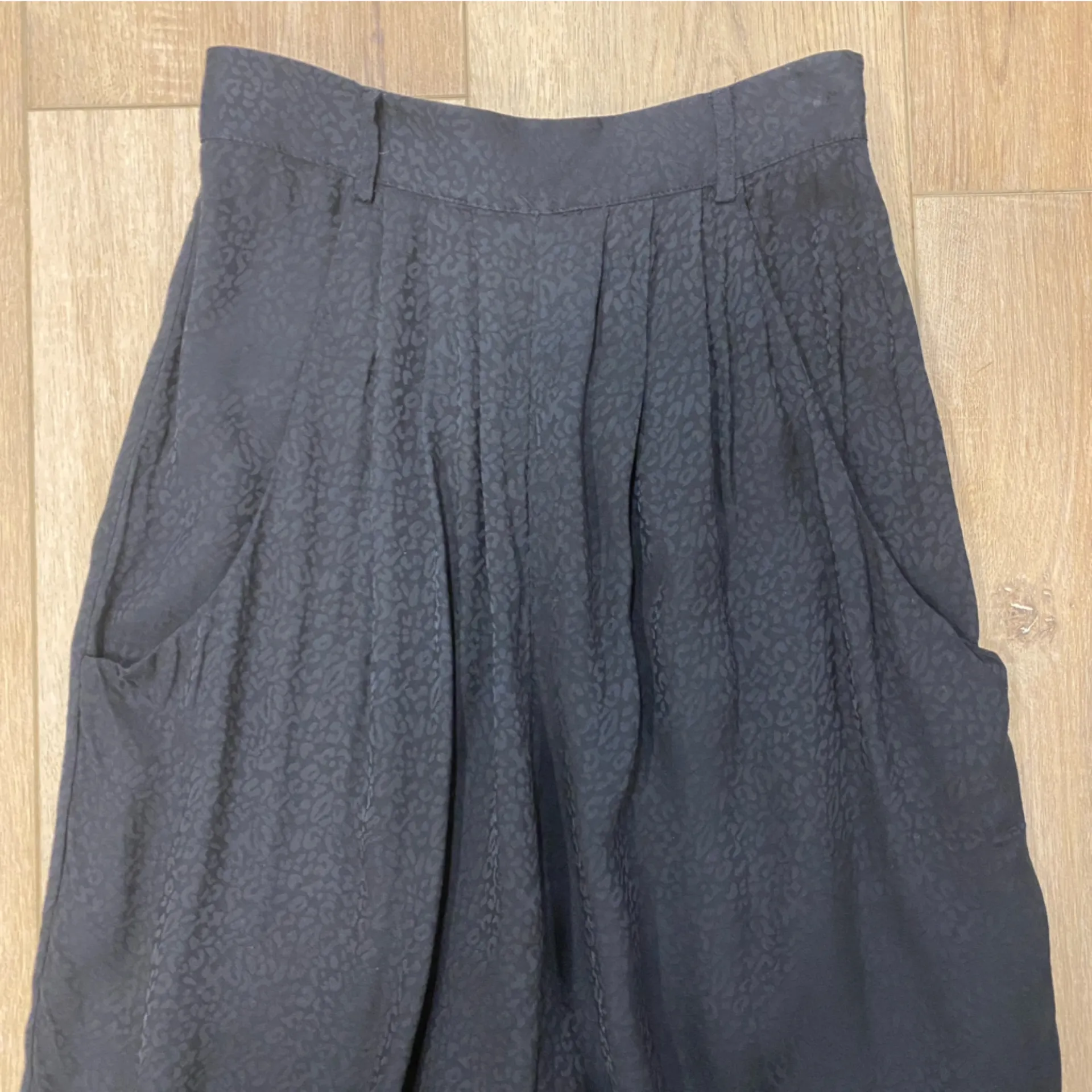 🌟BA&SH🌟JACKO WIDE LEG LEOPARD ANIMAL JACQUARD PRINT BALLOON PANT BLACK SZ XS - Image 5