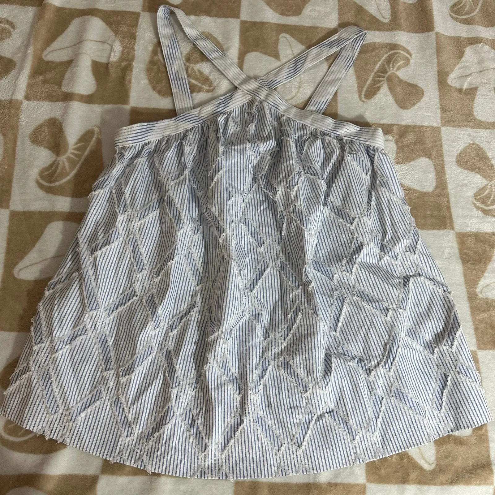 NWT Lemlem | Besu Criss Cross Tank Blue‎ White Fringe | Women's XS - Image 3