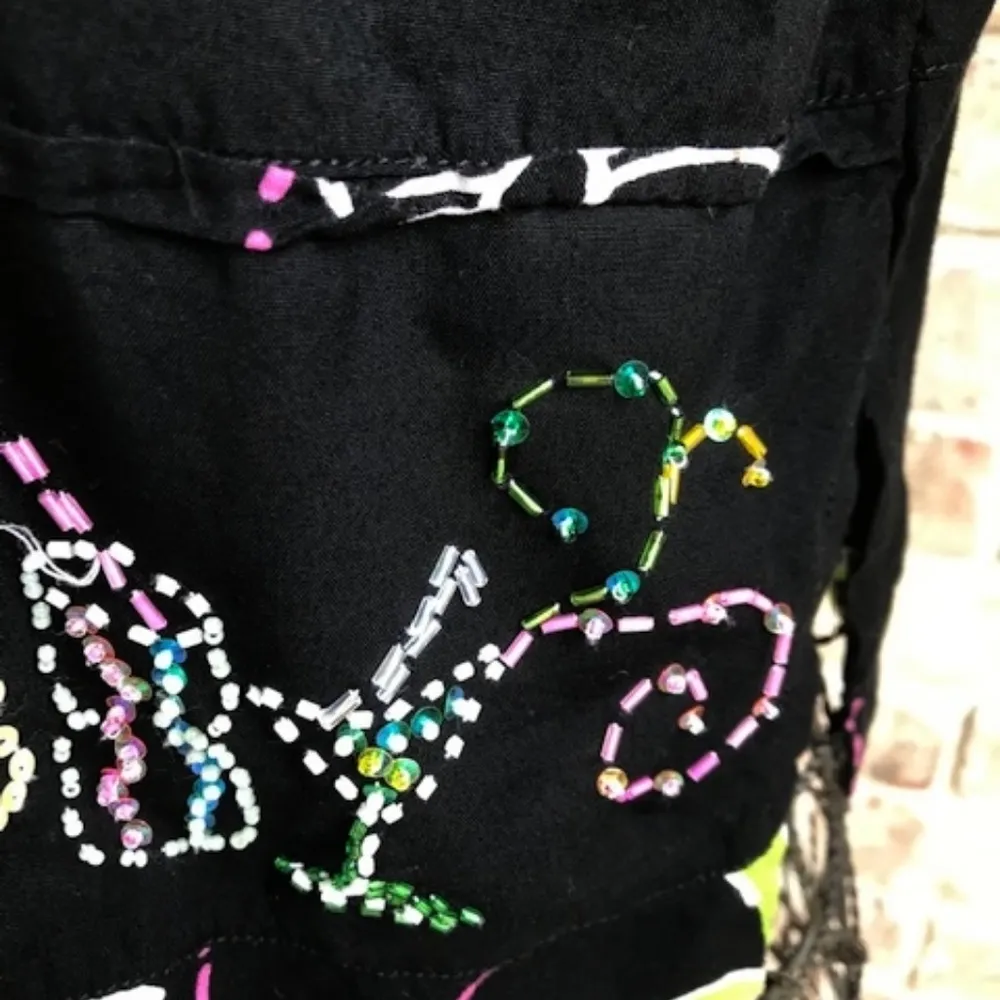 Mango Bay Beaded Black Blouse Cocktails Cruise Size L - Image 3