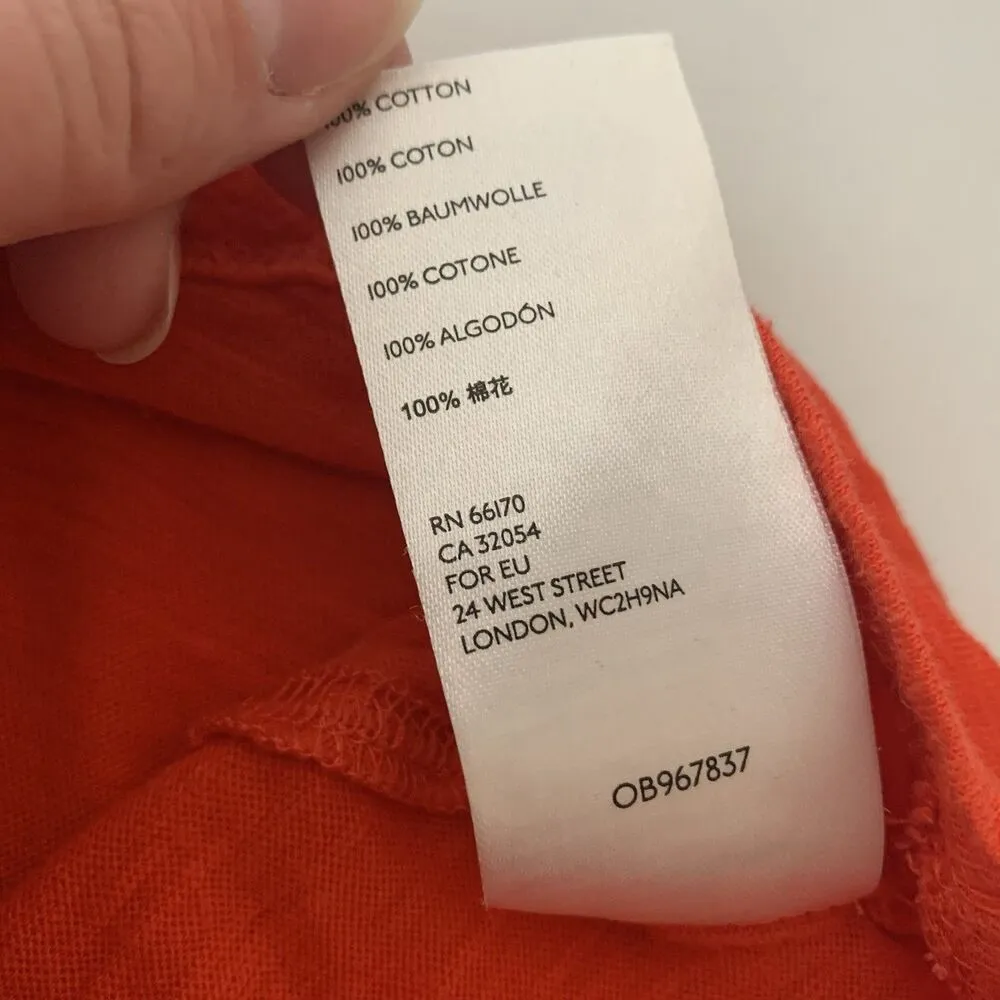 WE THE FREE Latte Tee Sz S Bright Orange Red Cotton Semi Sheer Flutter Sleeve - Image 6