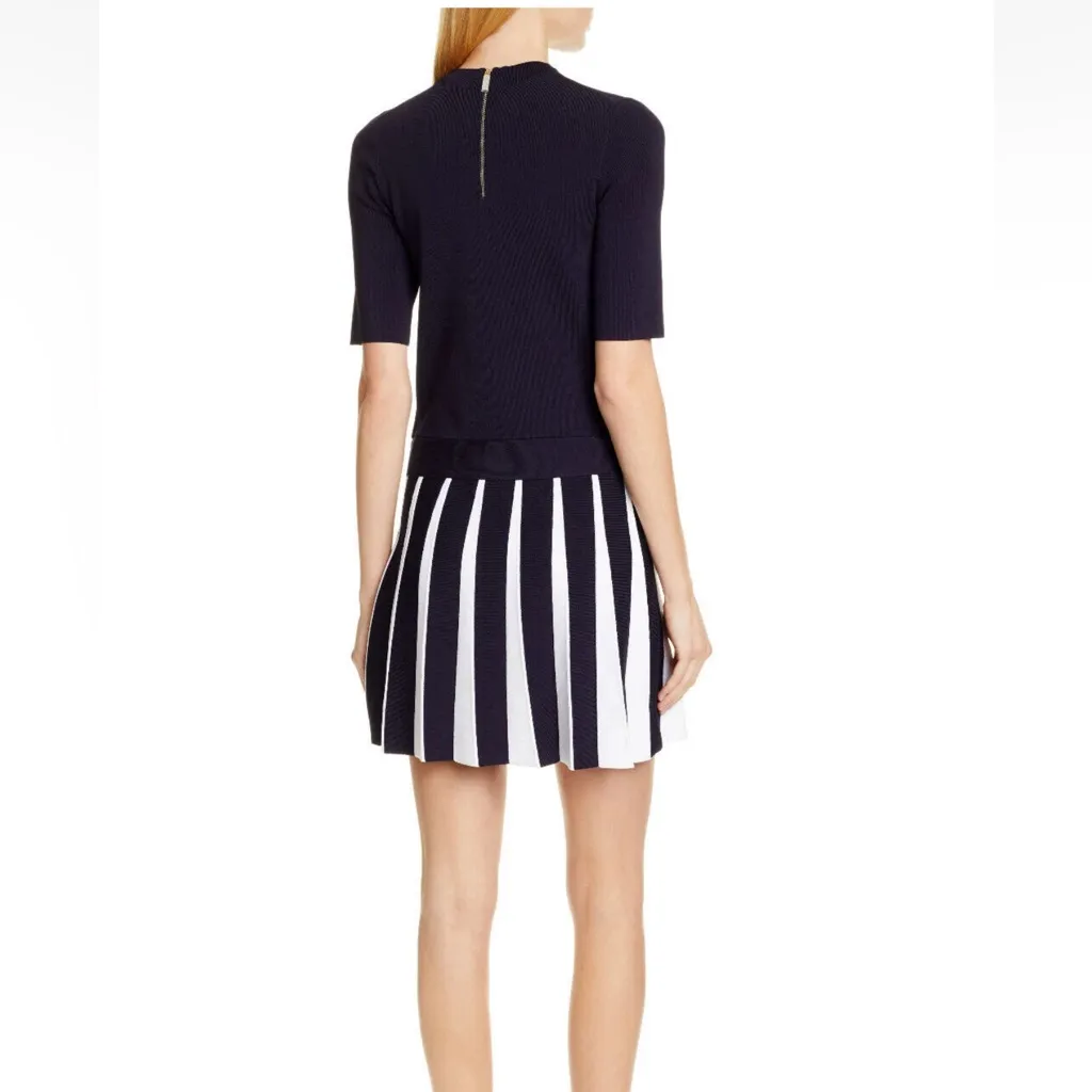 TED BAKER Hethia stretch knit highneck Knit Skater Dress Gold Zip Size 0 (US 2) White - Image 5