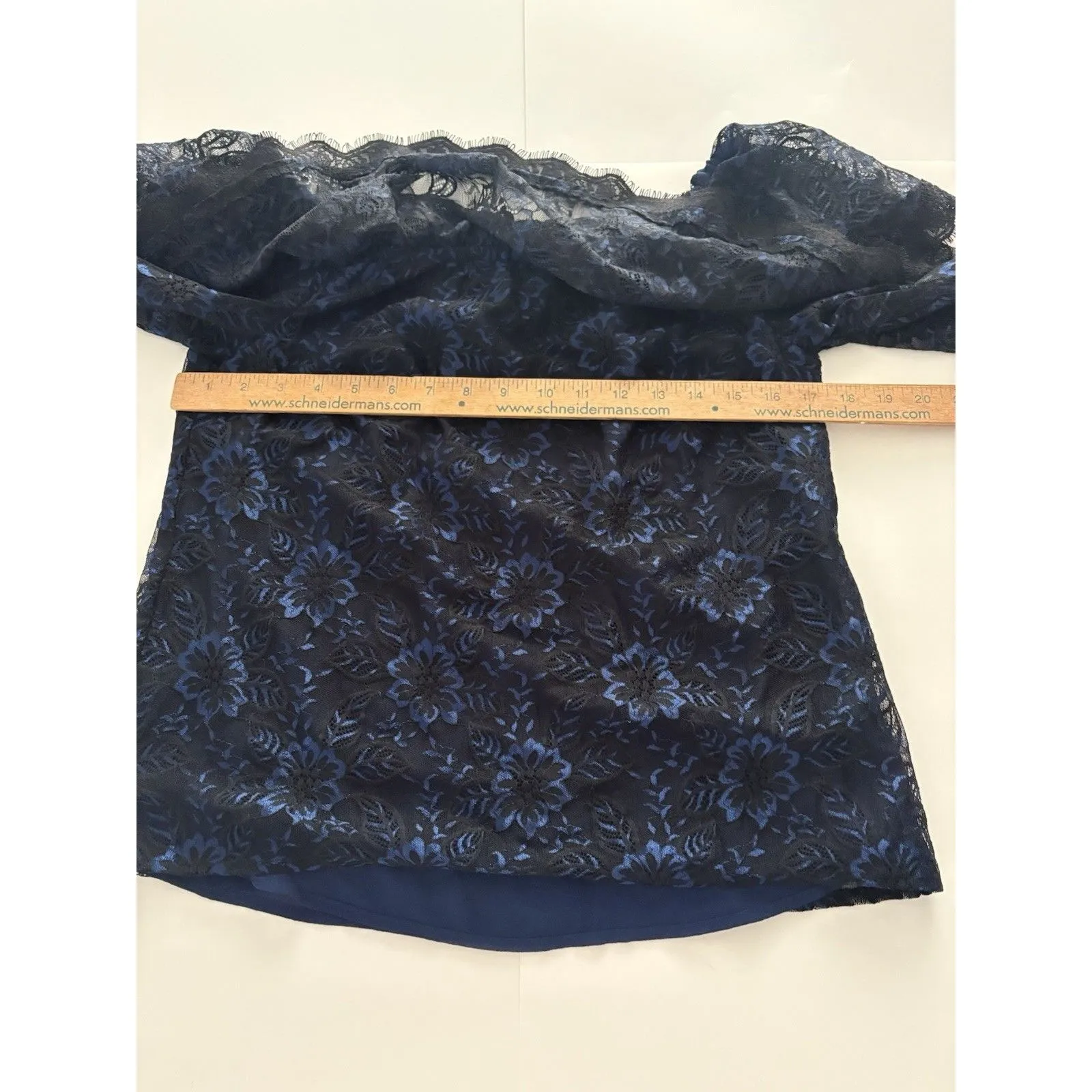 WHBM Lace Top Size 10 Blue Black Goth Whimsigoth Dark Romance Castlecore Witchy - Image 9