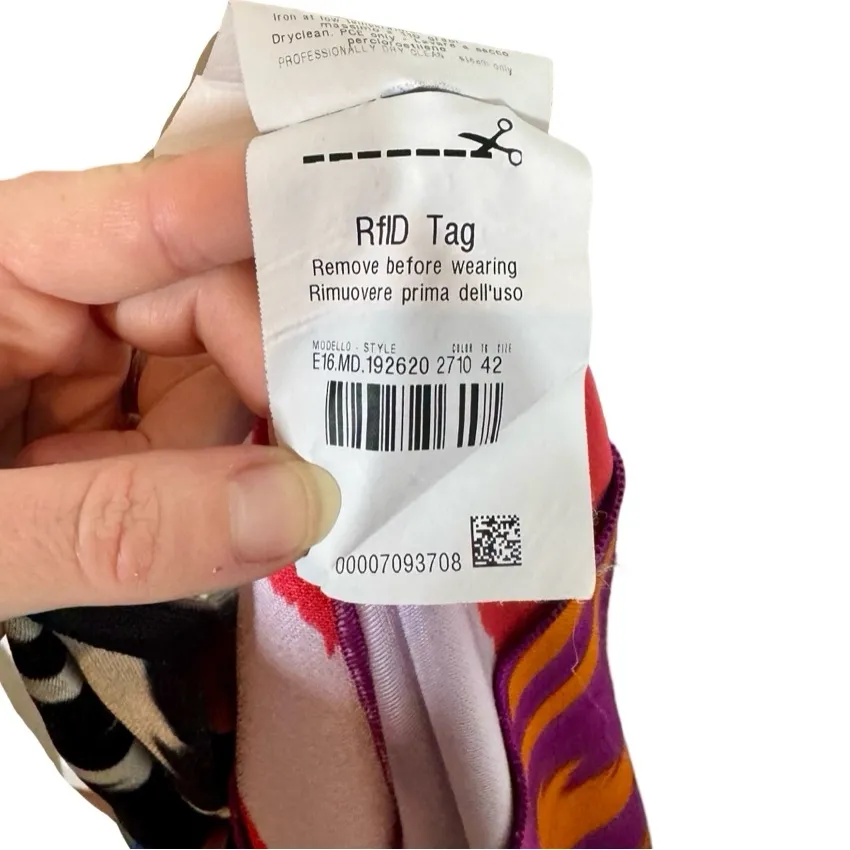 MISSONI Zig Zag Pattern Viscose Patchwork V Neck Empire Dress Sz:42/US10 - Image 12