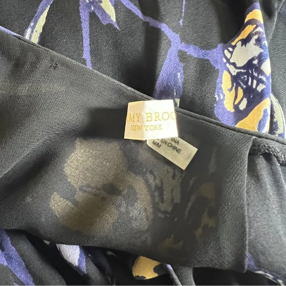 Ramy Brook Silk Milene Floral Long Sleeve Mini Dress Black Purple M - Image 11