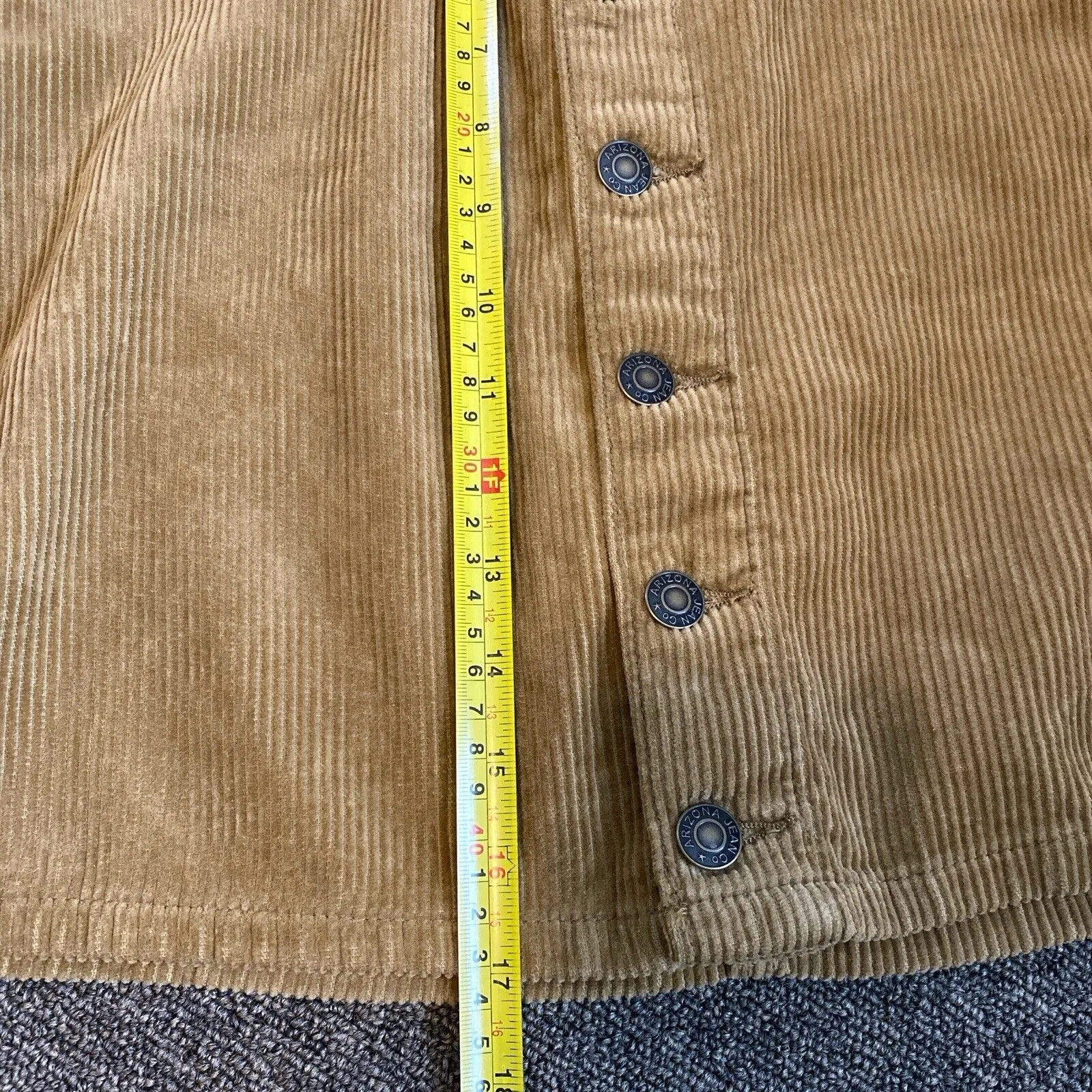 Arizona Corduroy Skirt Womens Juniors 5 Tan Button Up Mini Cotton Pockets - Image 9