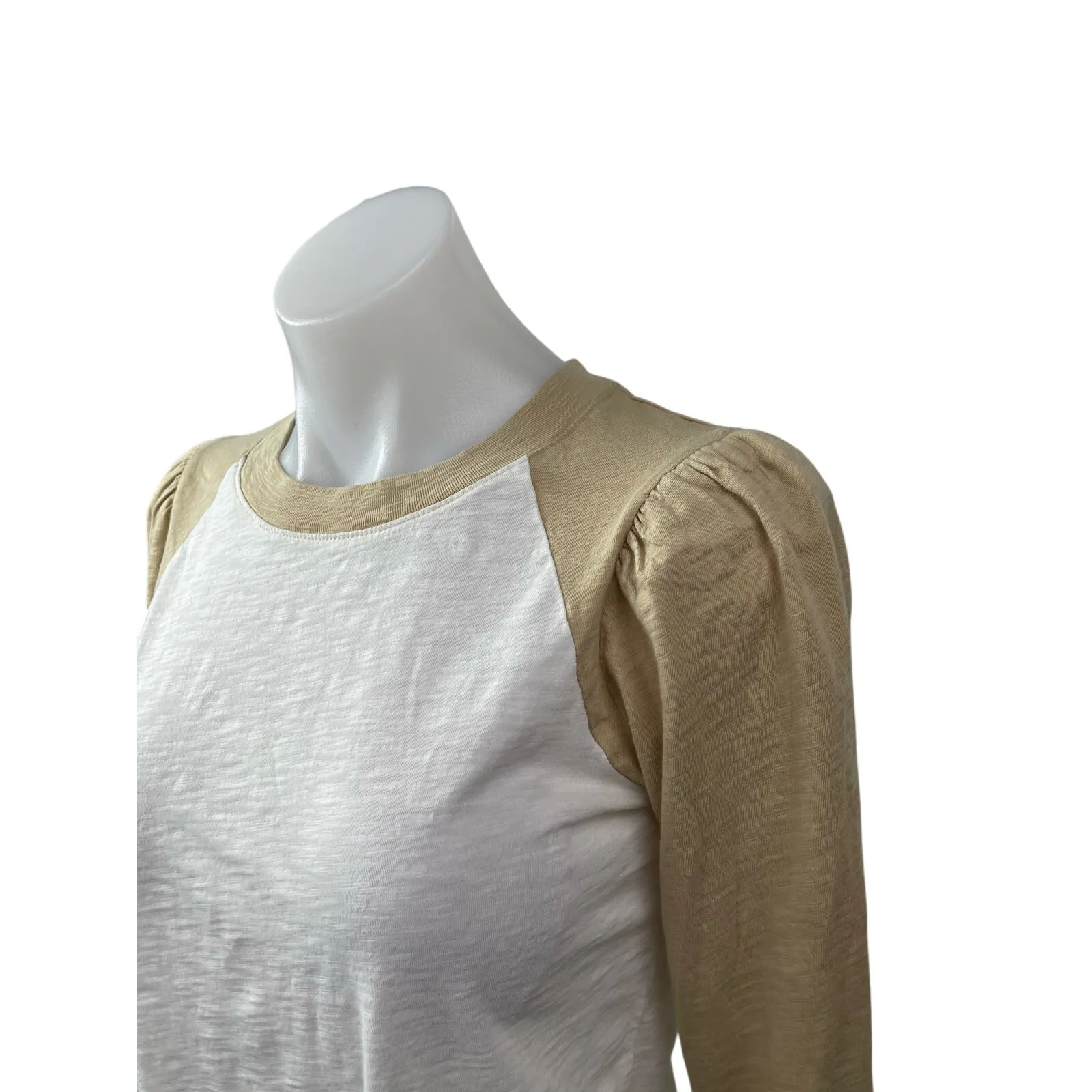 Veronica Beard Women's White Beige Raglan Colorblock Long Sleeve T Shirt Top XS - Image 2