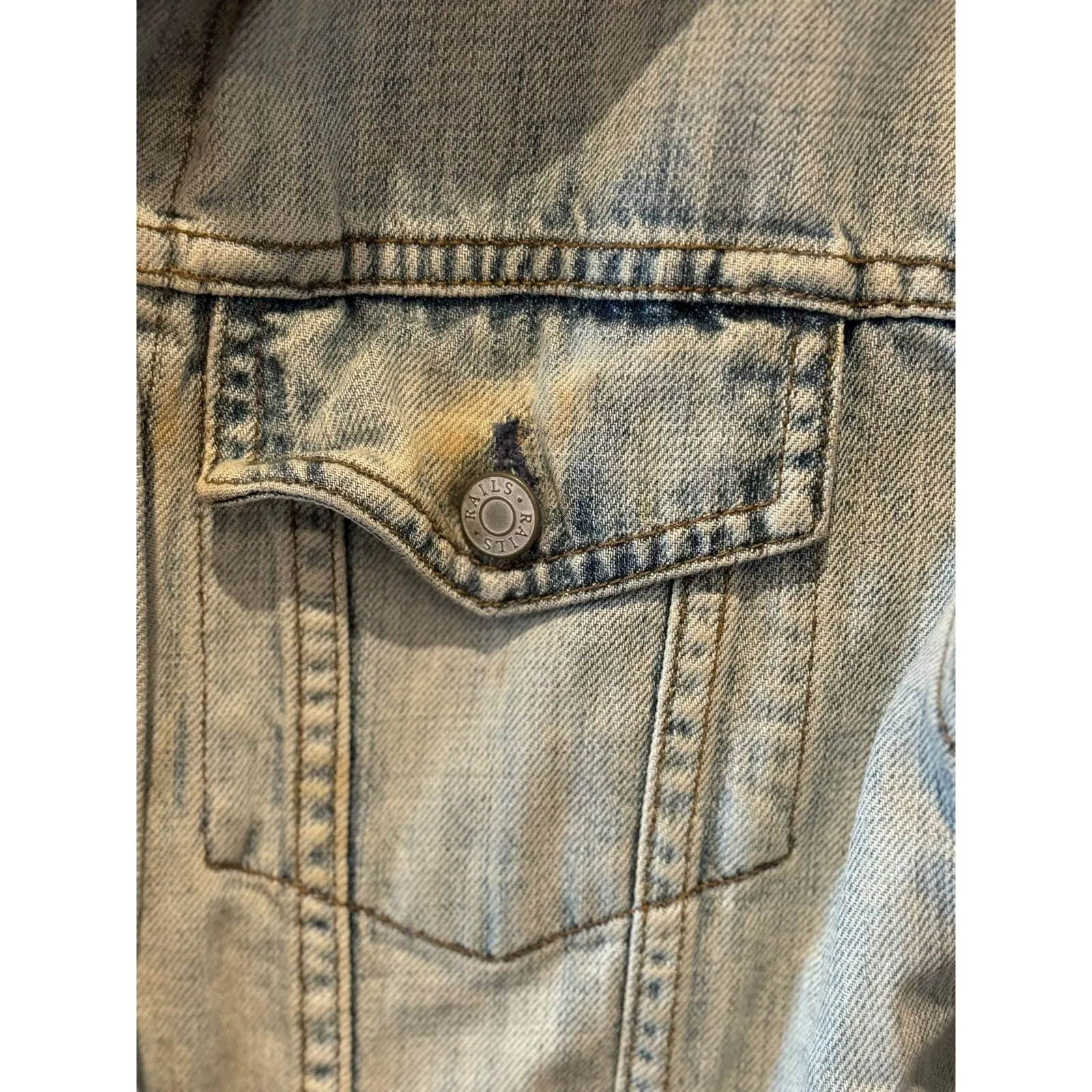 Rails Vintage Oversized Distressed Jean Jacket Size Small‎ - Image 8