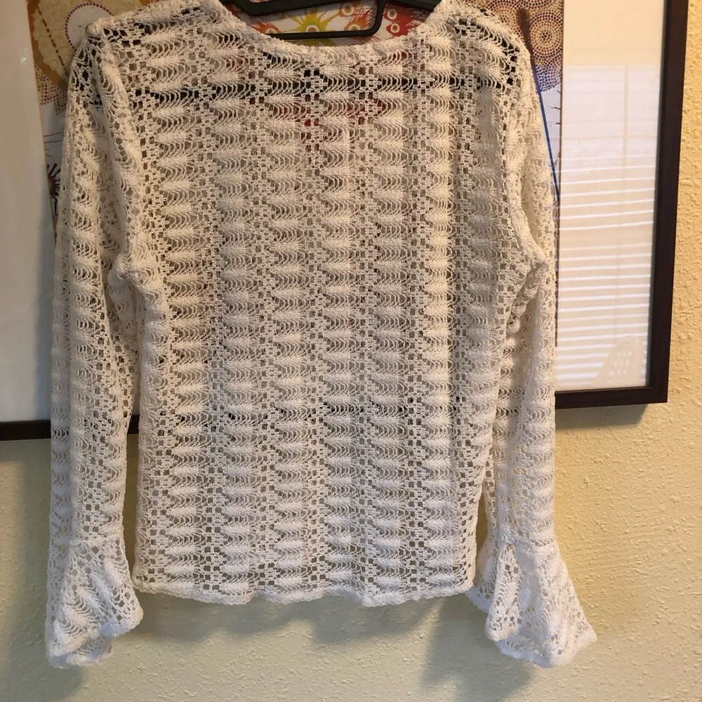 R Wear White Lace Boho Hippie Top Blouse XL - Image 6