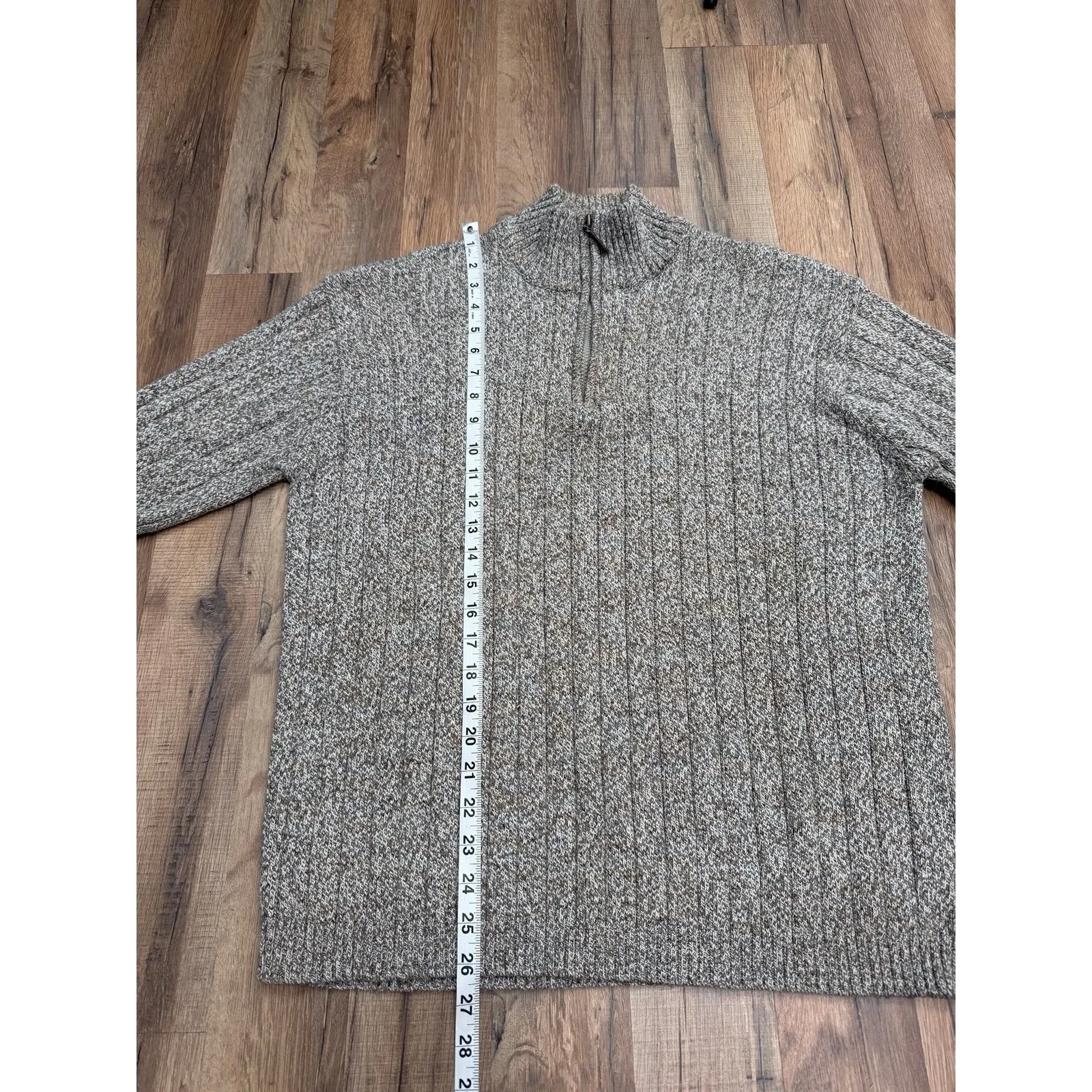 Oscar de la Renta Men's Quarter Zip Ribbed Knit Sweater XXL Beige Brown - Image 7