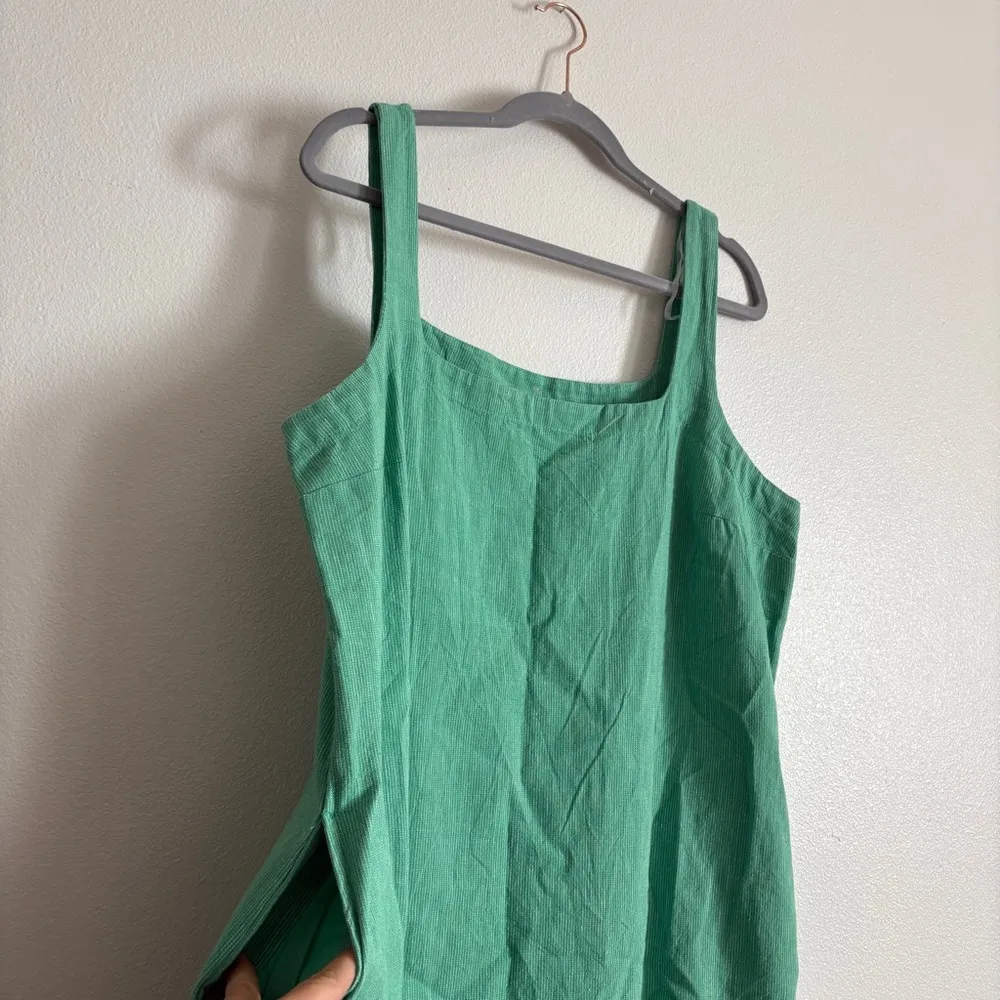 Women's Tank Mini Shift Dress A New Day Green Striped Cotton Linen Size XL - Image 7