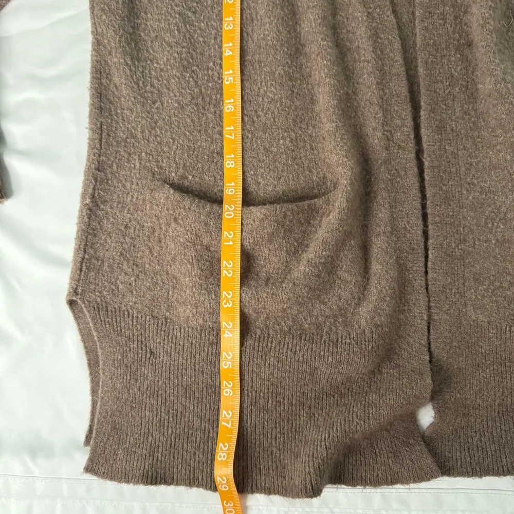 Madewell Cozy Walker Cardigan Size M Brown Wool Aplaca Long Line Pockets Casual - Image 6