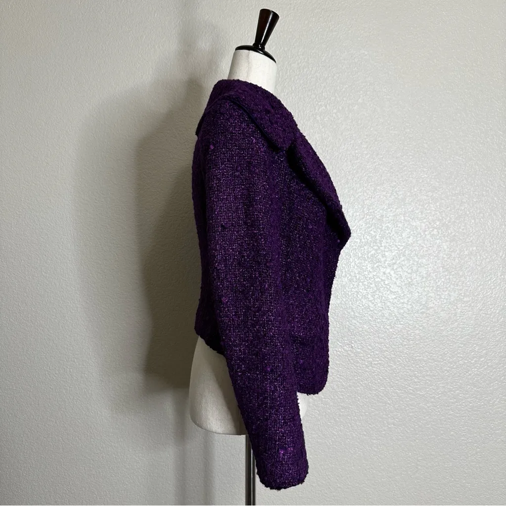 NWOT Donna Karan Cashmere Wool Blend Purple Nubby Tweed Blazer, Size 8 - Image 7