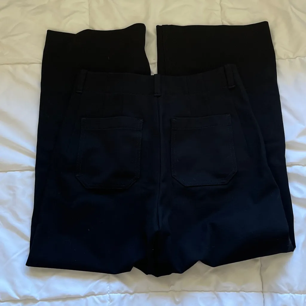Anthropologie high rise wide eg cropped front pocket black trousers size 4 - Image 3