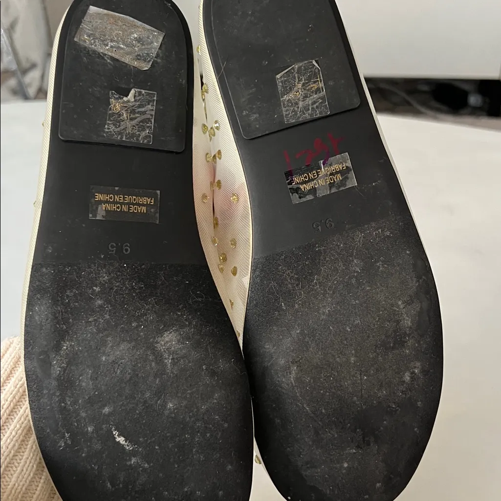 Jeffrey Campbell Swan Lake Gem Mesh Ballet Flats Rhinestone Cream 9.5 - Image 9