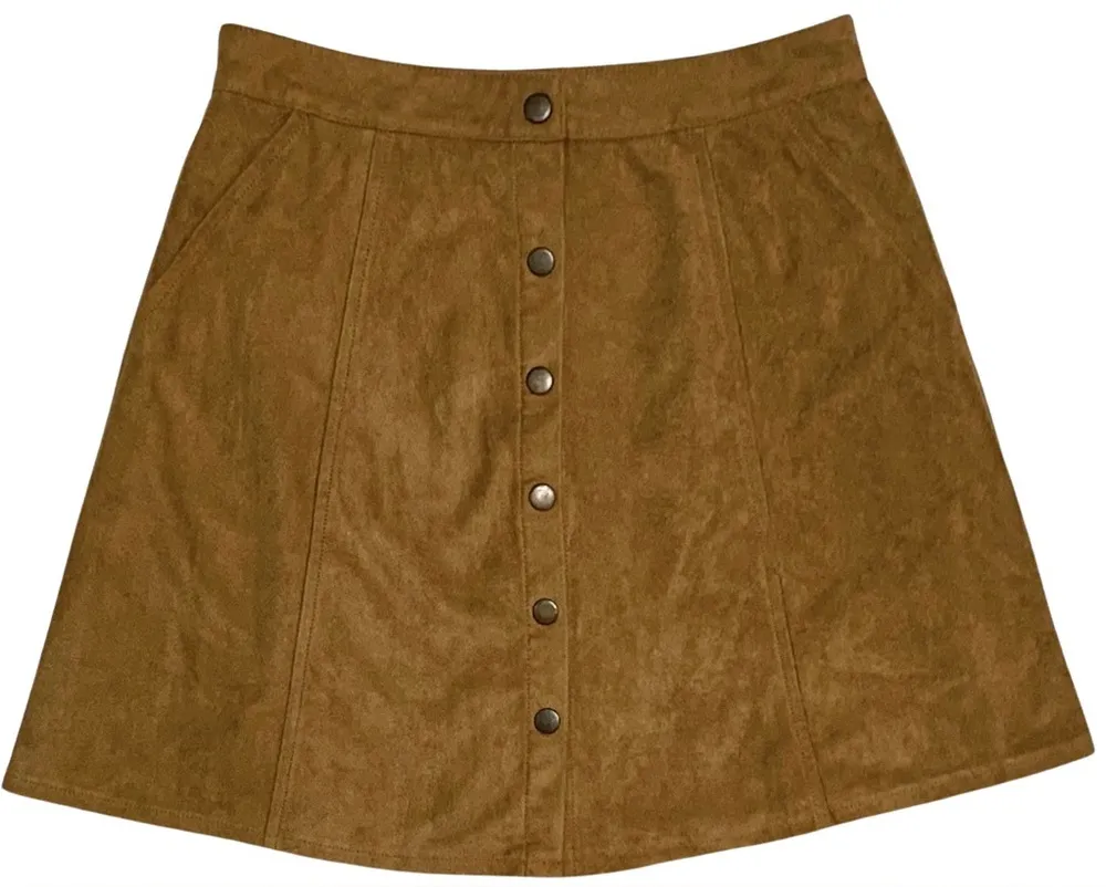 Andree by unit snap front high waist suede skirt with pockets size small NEW - Image 1