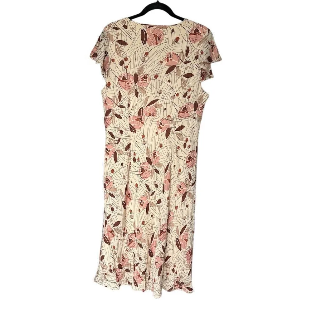 Lane Bryant M Floral  Plus Size Silk Midi Dress Ruffle Fairy Y2K Etherial 18 - Image 2