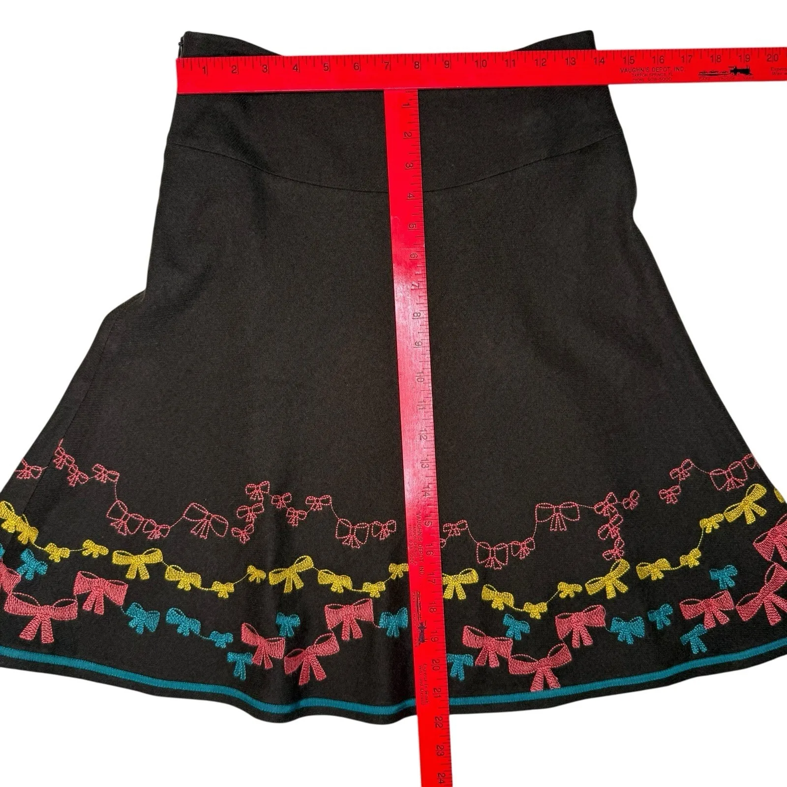 Retro Wool Embroidered Bow Skirt‎ M A - Image 4