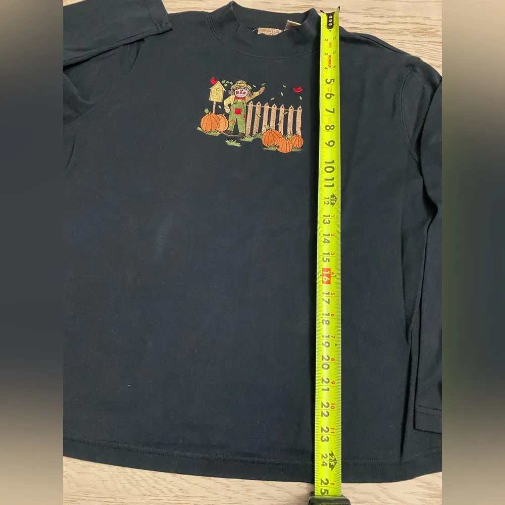 Mountain Lake  Black Long Sleeve Tee with Fall Design - Image 3