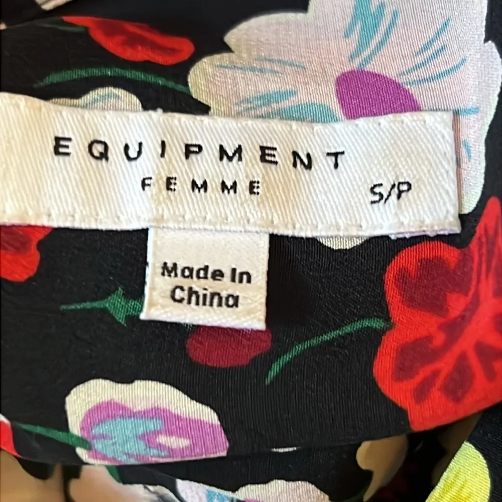 Equipment Janna 100% Silk floral grid print silk sleeveless shirt dress Size SP - Image 8