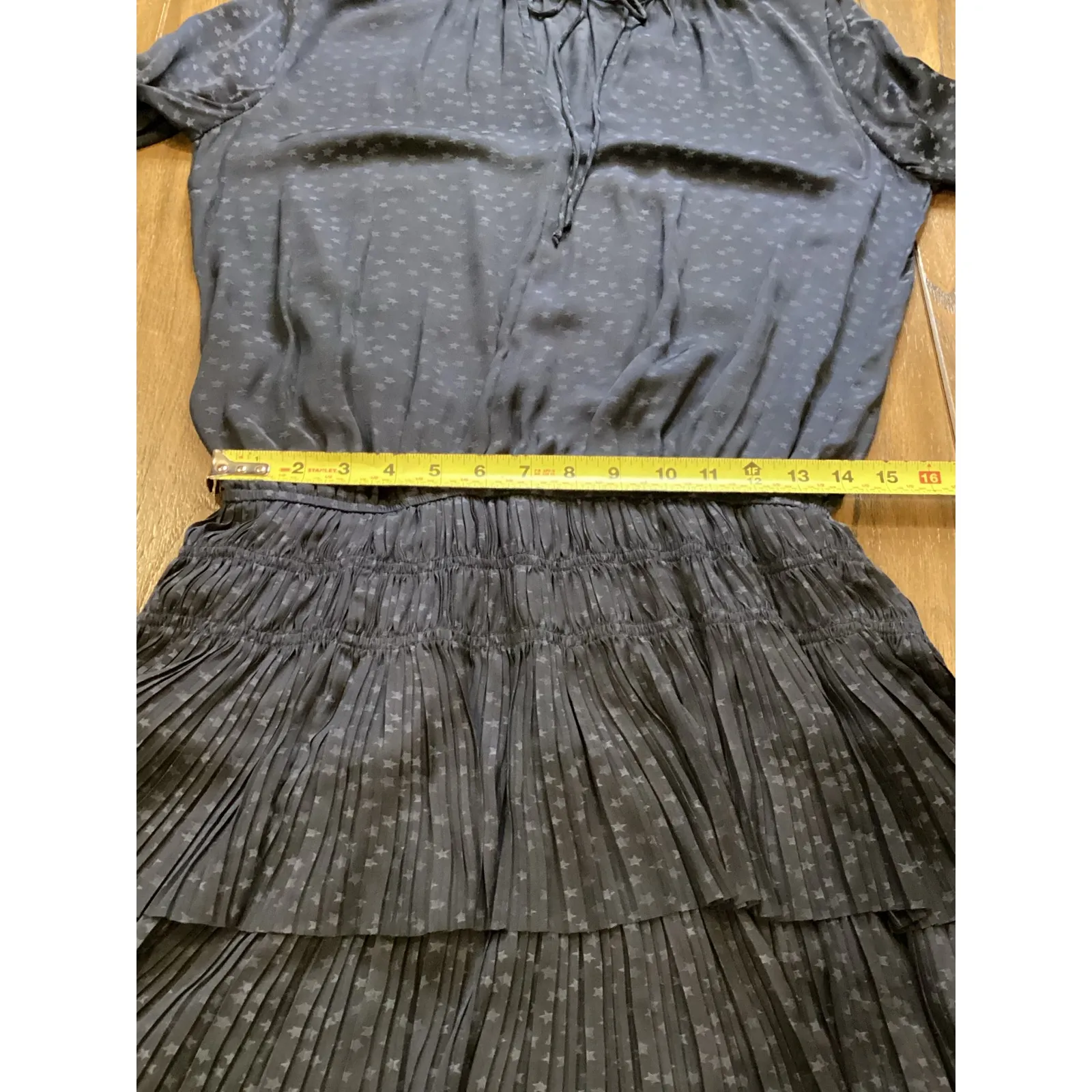 Current Air Anthropologie Laurel Star long sleeve mini Dress In Navy Blue Small - Image 7