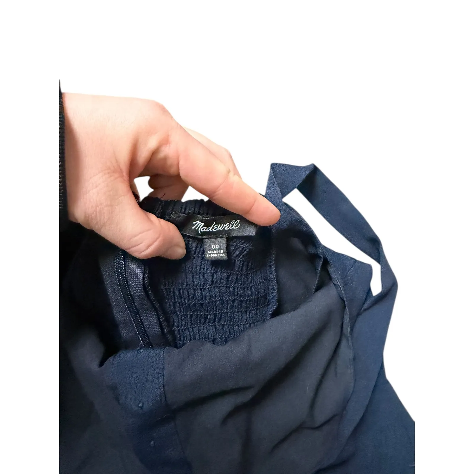 Madewell Navy Blue Button Front Wide Leg Jumpsuit Size 00 - Image 4