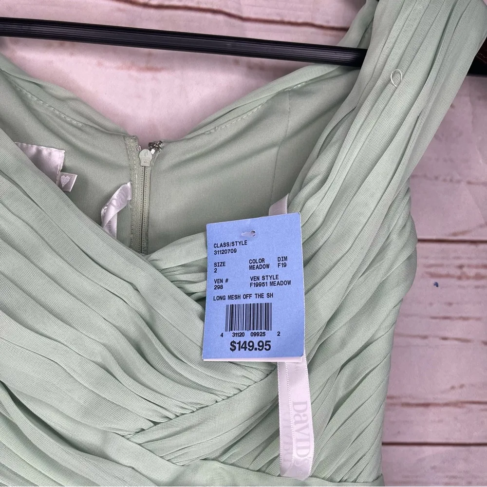 NWT $149.95 David’s Bridal • Bridesmaid Dress • Crisscross Off Shoulder Mesh • 2 - Image 8