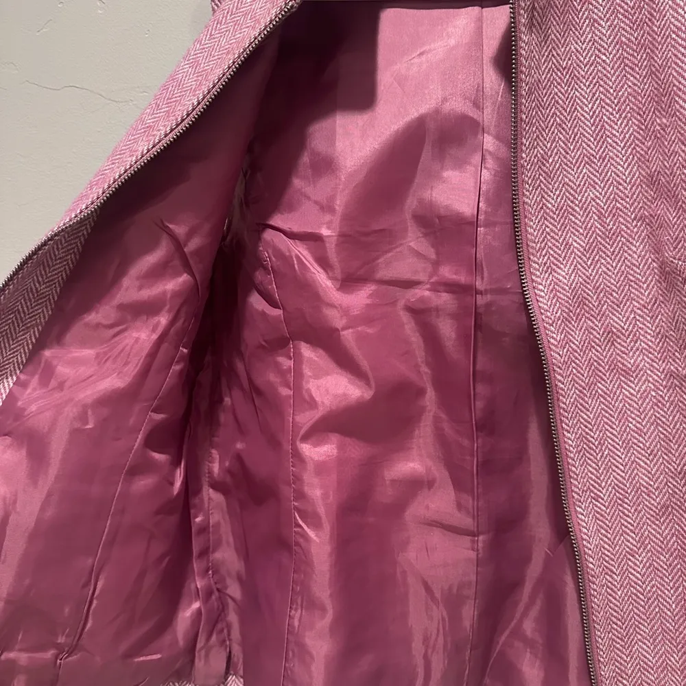 Coldwater Creek Purple‎ Houndstooth Zip Up Vest Size 8 Wool Blend - Image 4