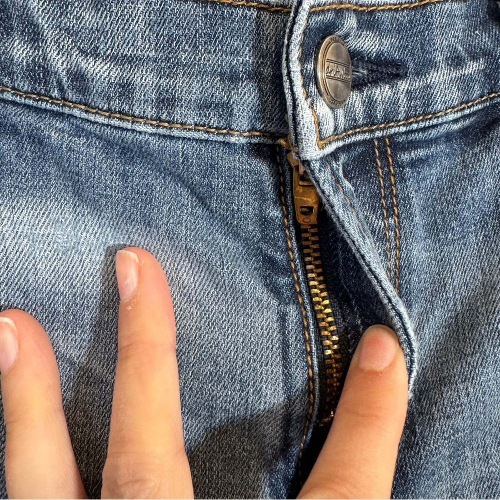 Driftwood Blue Distressed Skinny Jeans Womens 30 Audrey Mid Rise Fall Denim - Image 2