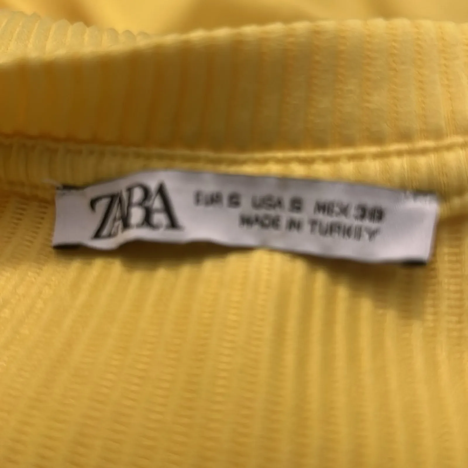 ZARA Yellow Ribbed Crewneck Top Short Sleeve S Dopamine Casual Festival Hippie - Image 9