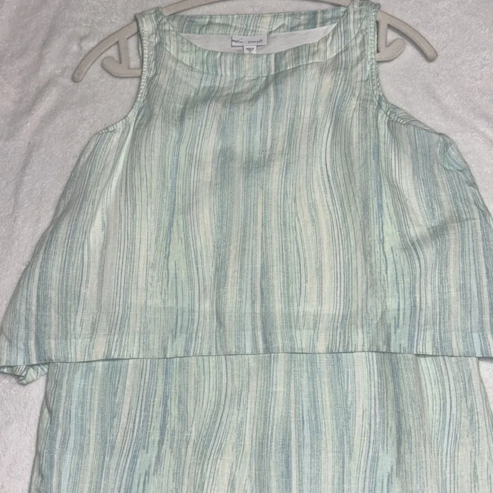 XS 100% linen dress J Jill pure JILL Beachy vacation cruise everyday wear Blue - Image 2