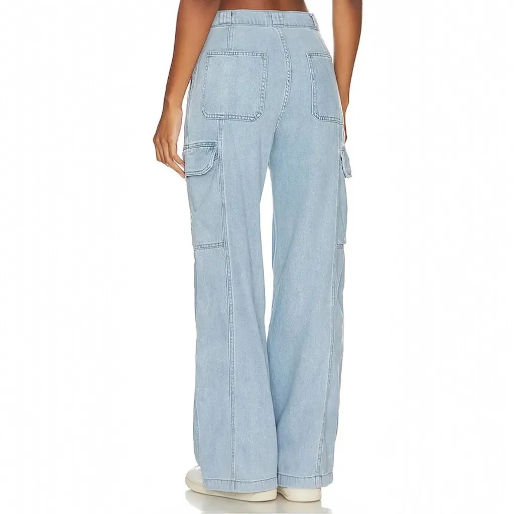 NWT Hudson High Rise Wide Leg Cargo Jeans Spring Indigo Lyocell Cotton Size 29 - Image 4