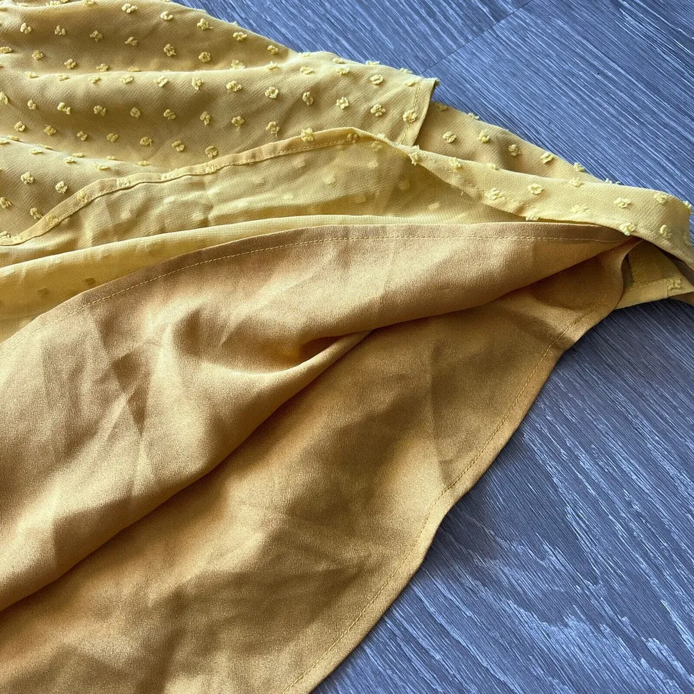 Dress Small Ruffle Mini Swiss Dot Mustard Yellow - Image 6