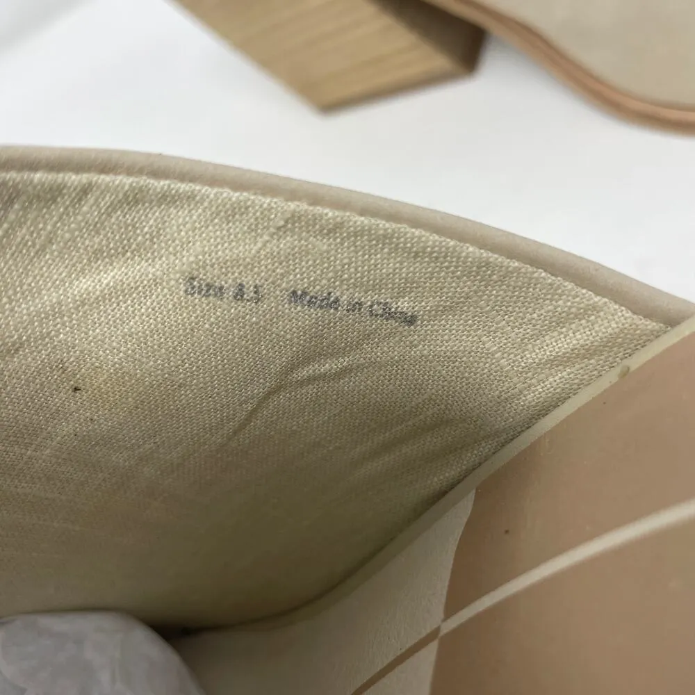 Dolce Vita Sita Mules 8 Sand Nubuck Pointed Toe Block Heel Leather Slip On NEW - Image 9