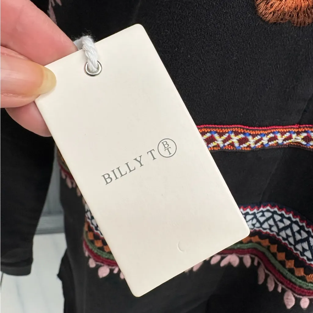 Billy T Black Embroidered Throw It On Denim Jacket – Size Medium (NWT) - Image 9