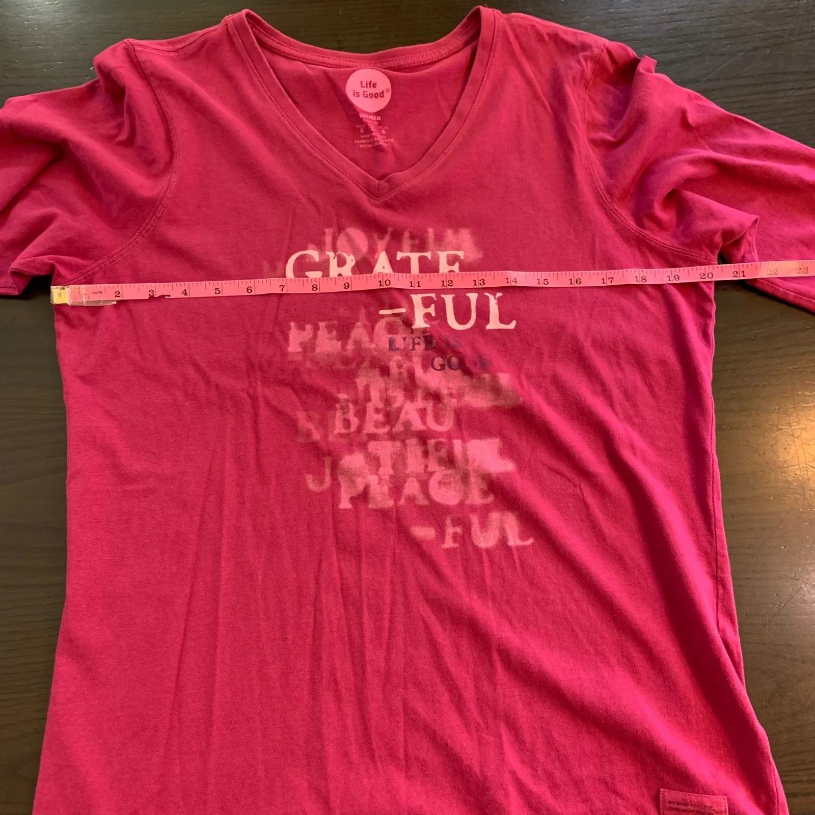 Life is Good Gratitude T-Shirt Womens Large Grateful V-Neck Cozy Comfy Cabincore - Image 6