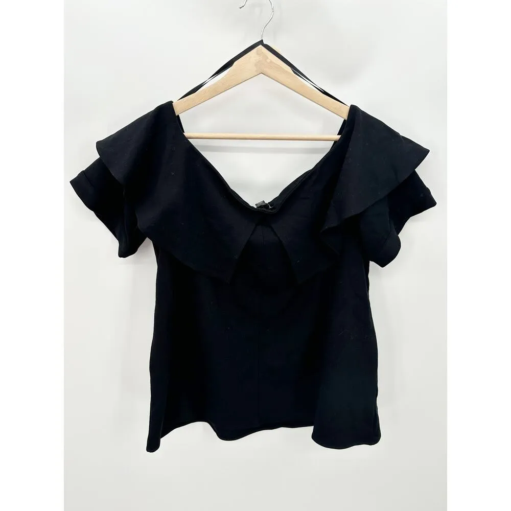 Ann Taylor Top Women XL NWT Off The Shoulder Ruffle Top Rayon Nylon Loose - Image 2