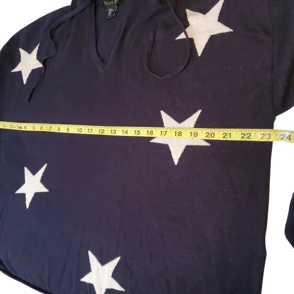 Rachel Zoe Star Print Hooded V-Neck Sweater Size XL - Image 6
