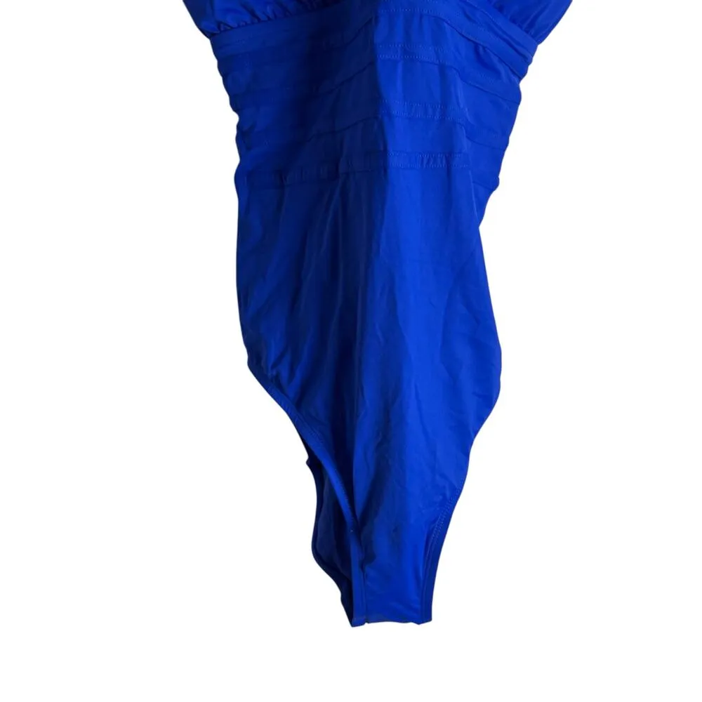 La Blanca Island Goddess Multi-Strap Cross-Back Sapphire Blue One Piece Swimsuit - Image 5