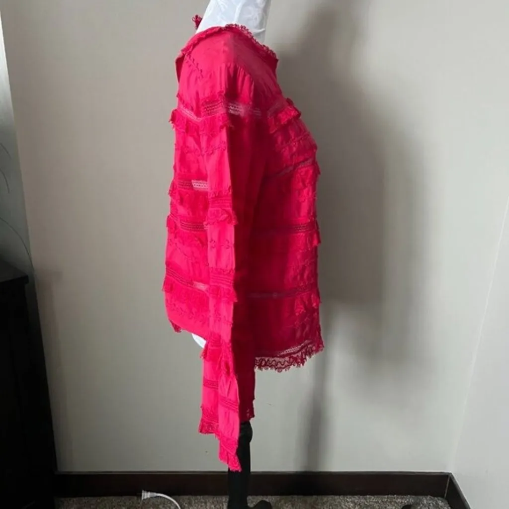 Ulla Johnson Grace Blouse Womens Shirt Top Fuschia Ruffle Long Sleeve NWT Sz 10 - Image 5