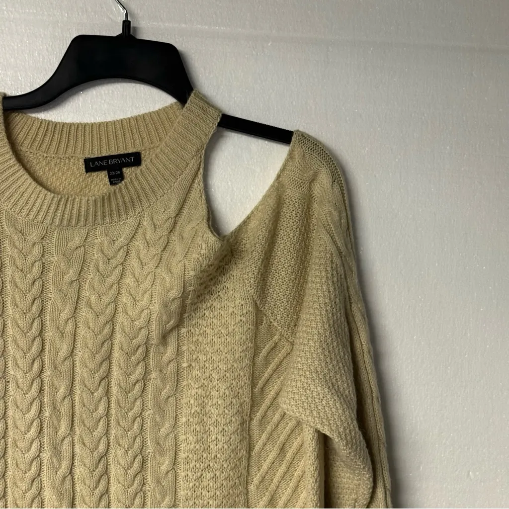 Lane Bryant Sweater Women Plus 22/24 Cable Knit Open Shoulder Long Sleeve Winter - Image 4