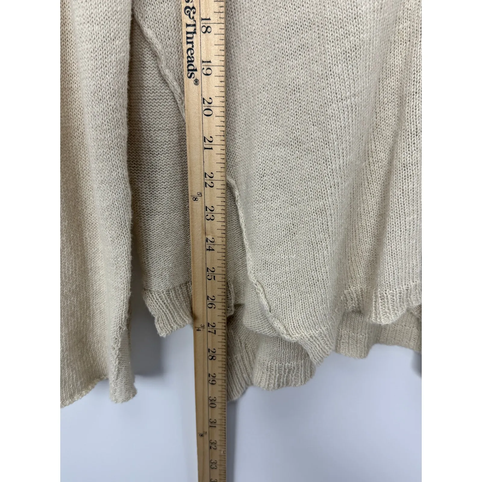 Sundance Linen Cotton Asymmetrical Cardigan Sweater Neutral Cream Size M - Image 7