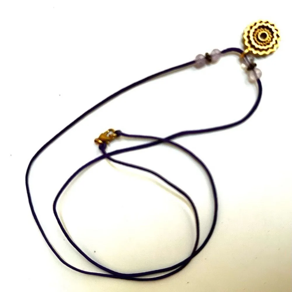 Good tone amethyst pendant necklace on cord Gold - Image 8