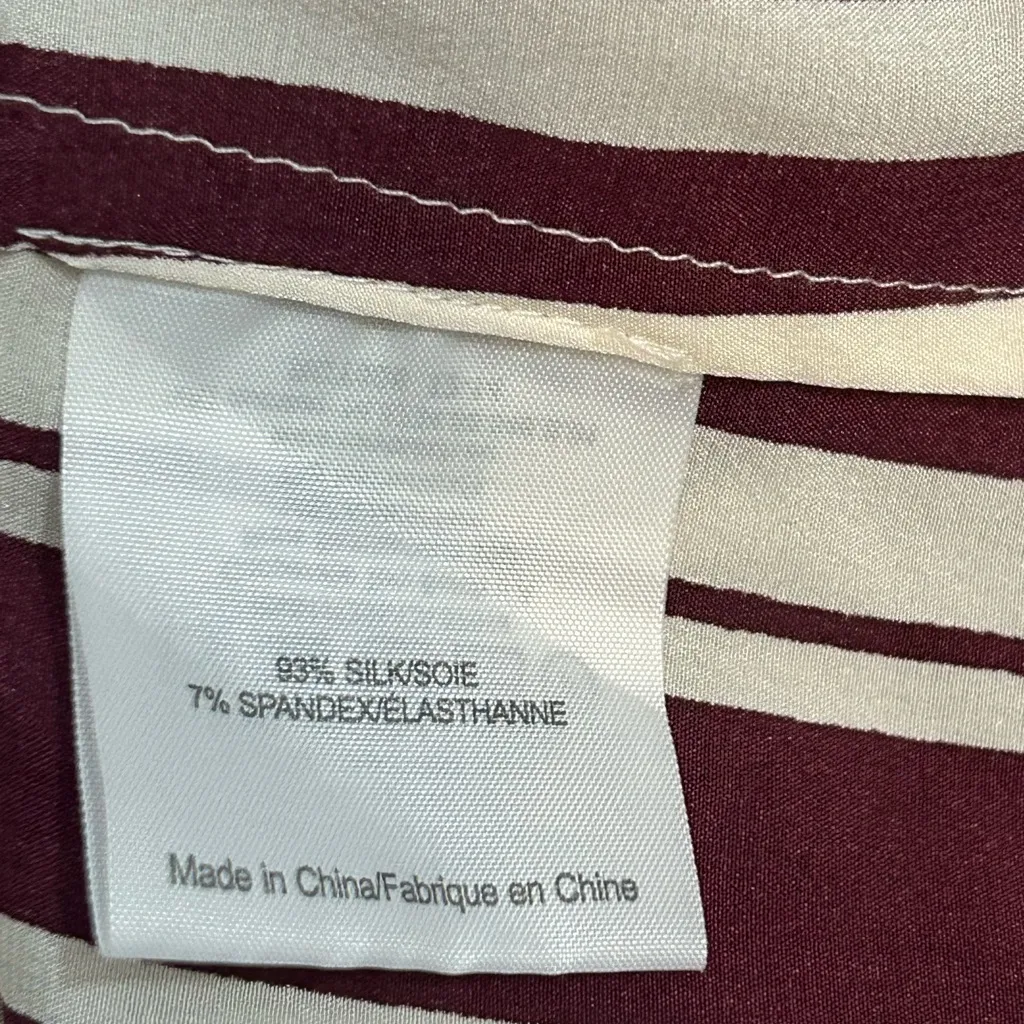 $295 Tory Burch Stretch Silk‎ Striped Shirt Size 8 - Image 10